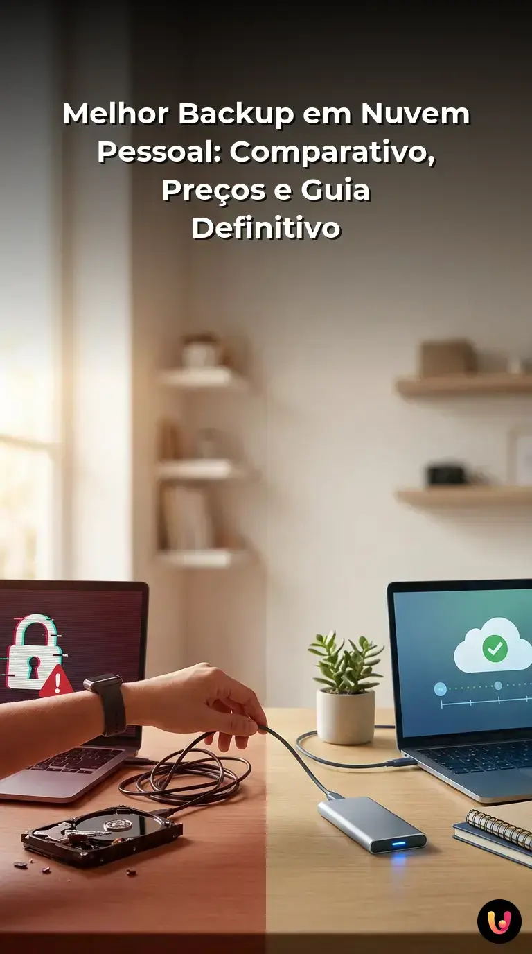 Guia visual explicando a diferen&ccedil;a entre armazenamento na nuvem e backup seguro de dados.