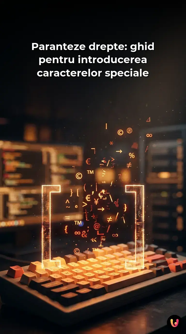 Tastatură de laptop iluminată cu focus pe tastele parantezelor drepte și simboluri speciale.