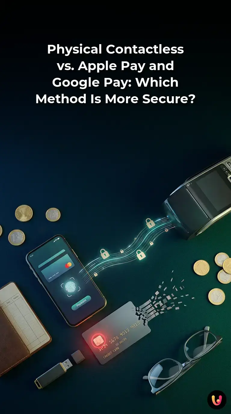 Comparison between a smartphone digital payment and a physical contactless credit card.