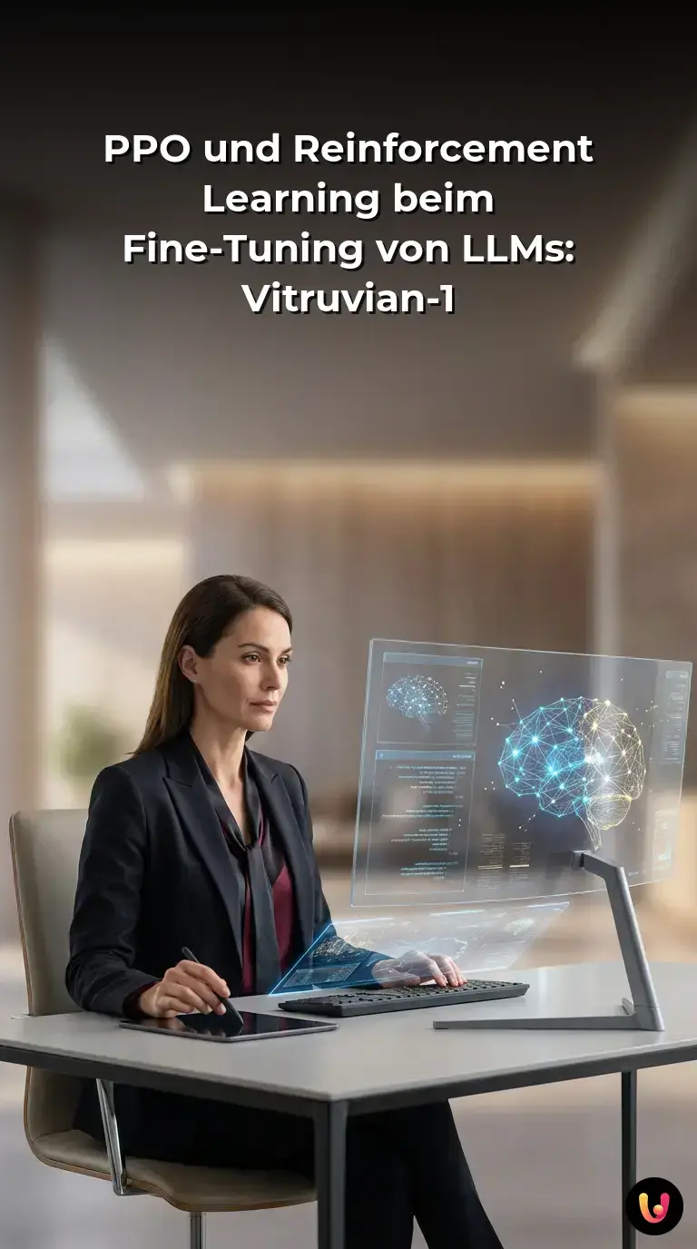 Ein leuchtendes neuronales Netzwerk, das den PPO-Algorithmus beim Training von Vitruvian-1 zeigt.