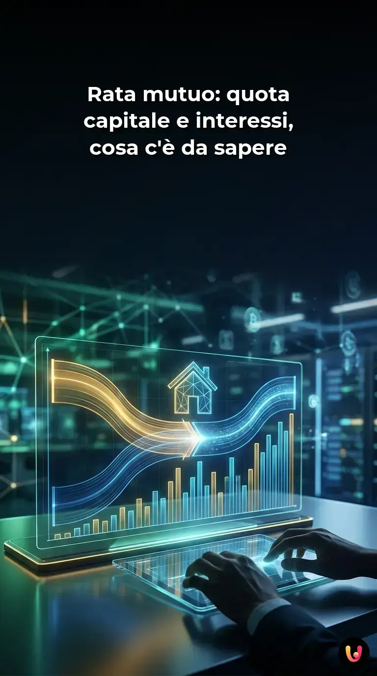 Grafico che mostra la divisione tra quota capitale e interessi nella rata di un mutuo.