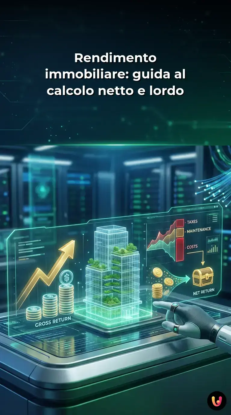 Grafico che mostra il calcolo del rendimento immobiliare netto e lordo per gli investitori.