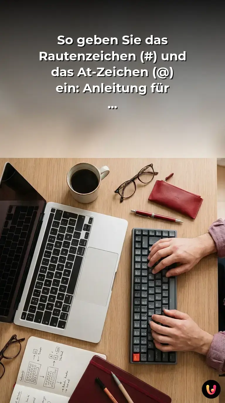 Nahaufnahme einer AZERTY-Tastatur mit Fokus auf die Tasten f&uuml;r Sonderzeichen wie @ und #.