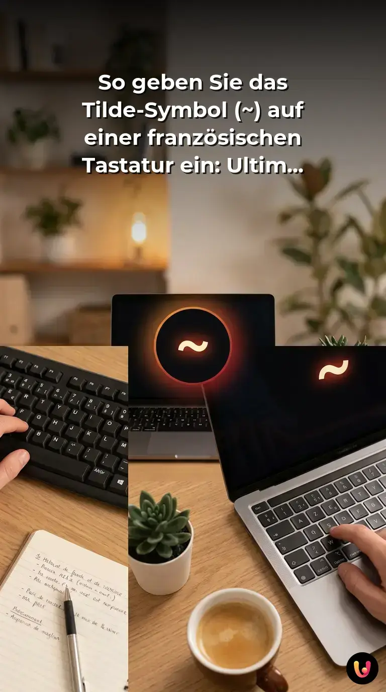 Nahaufnahme einer AZERTY-Tastatur mit Hervorhebung der Tastenkombination f&uuml;r das Tilde-Symbol.