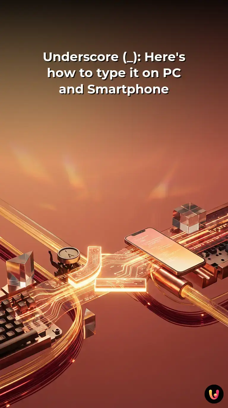 A keyboard highlighting the underscore key for PC and smartphone typing tutorials.