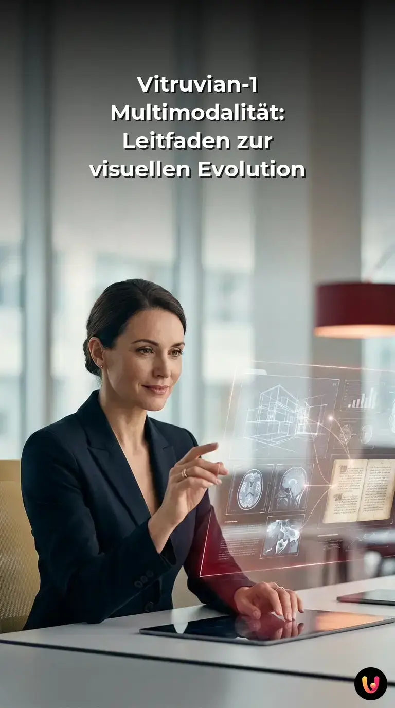 Infografik zur multimodalen Architektur der Vitruvian-1 KI mit neuronalen Netzwerken.