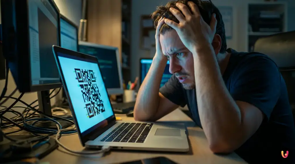 WhatsApp Web Not Working? 7 Fixes That Actually Work in 2026 Laptop screen displaying a WhatsApp Web connection error message with a loading spinner.
