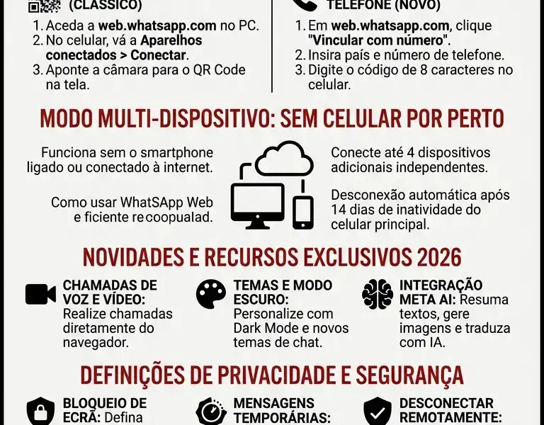 Infografica: Como usar WhatsApp Web no computador: guia completo passo a passo 2026