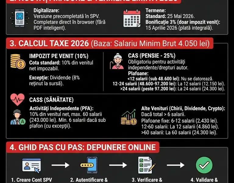 Infografica: Declarație unică 2026: ghid pas cu pas pentru depunerea online
