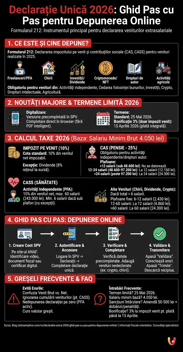 Declarație unică 2026: ghid pas cu pas pentru depunerea online - Infografic rezumativ