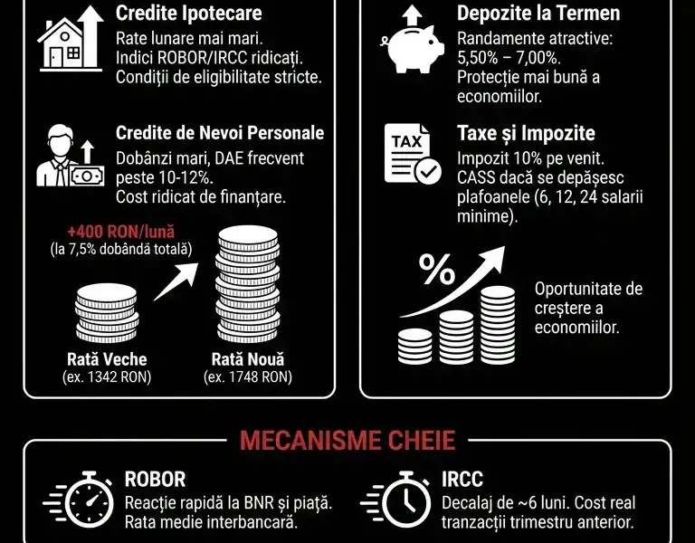 Infografica: Dob&acirc;nda BNR 2026: Cum &icirc;ți afectează creditul și depozitele bancare