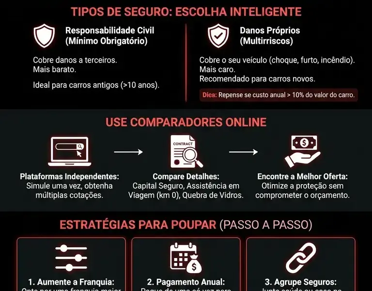 Infografica: Seguro Autom&oacute;vel Barato 2026: Como Comparar e Poupar na Ap&oacute;lice