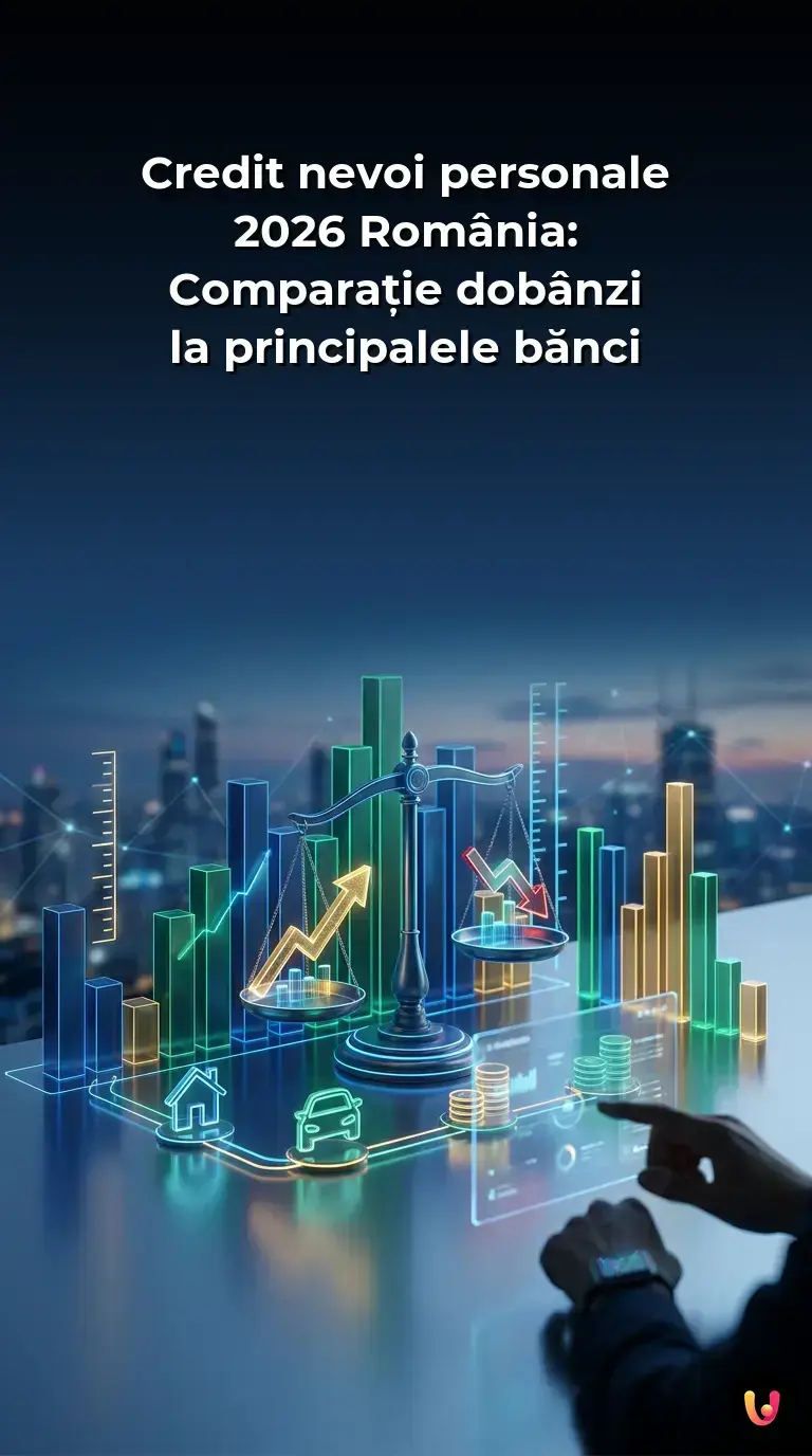 Grafic comparativ cu dob&acirc;nzile băncilor din Rom&acirc;nia pentru credite de nevoi personale &icirc;n 2026.