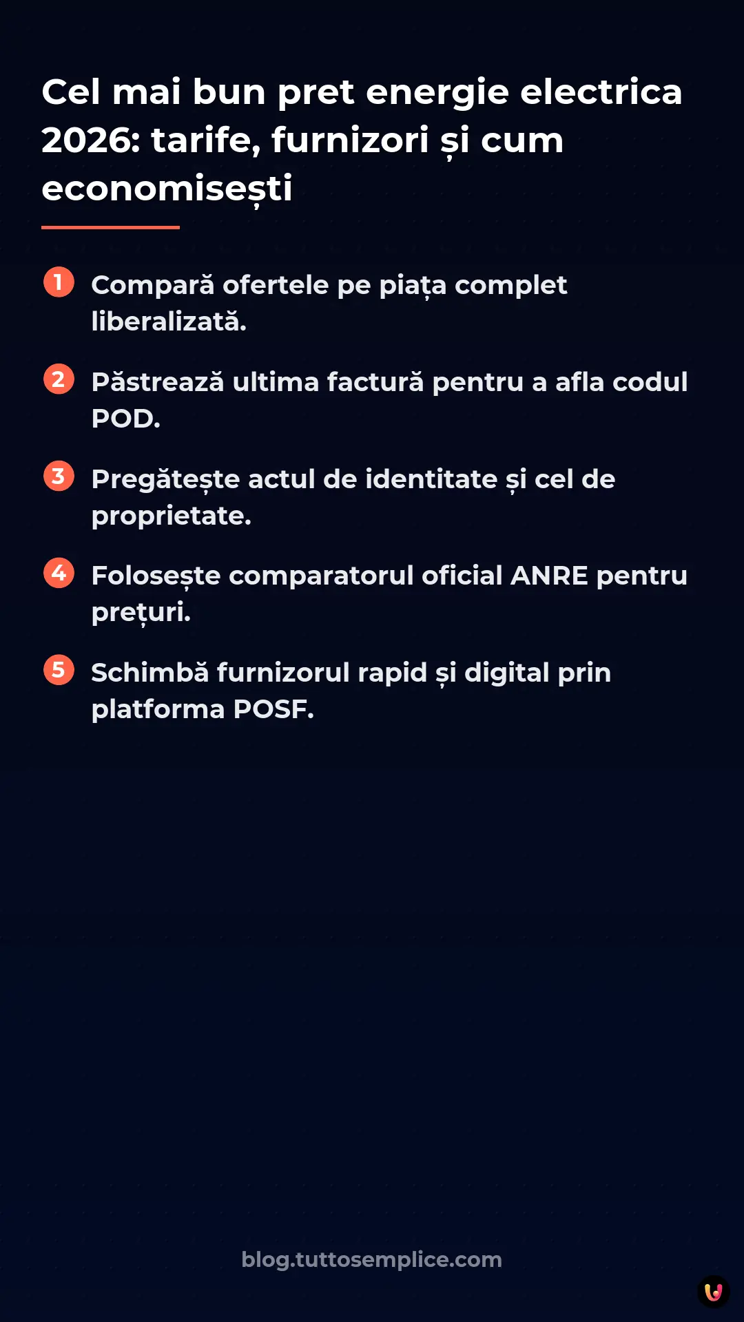 List: Cel mai bun pret energie electrica 2026: tarife, furnizori și cum economisești
