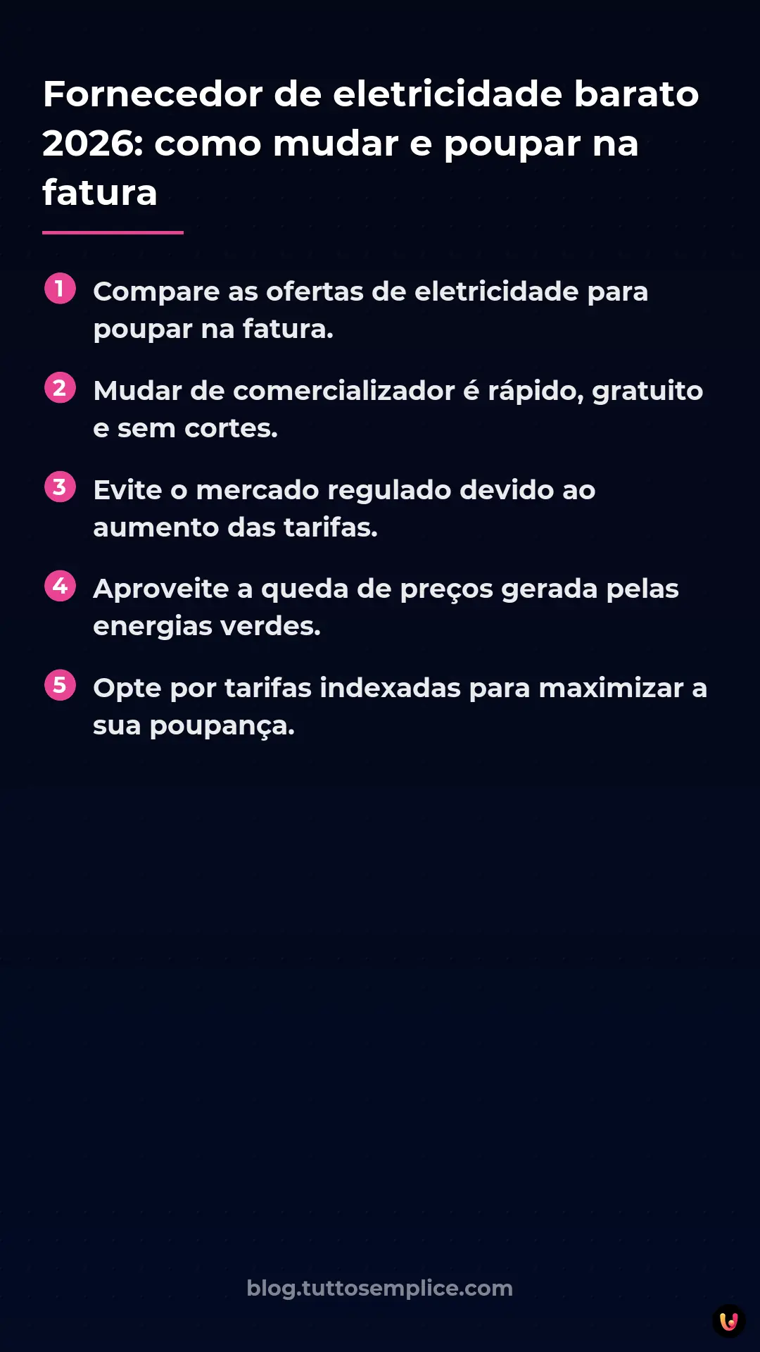List: Fornecedor de eletricidade barato 2026: como mudar e poupar na fatura