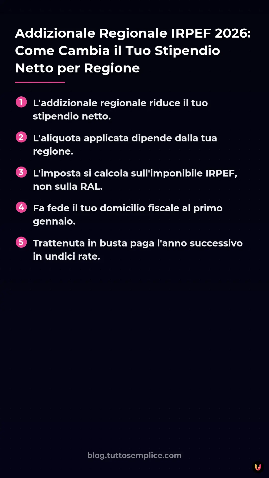 List: Addizionale Regionale IRPEF 2026: Come Cambia il Tuo Stipendio Netto per Regione