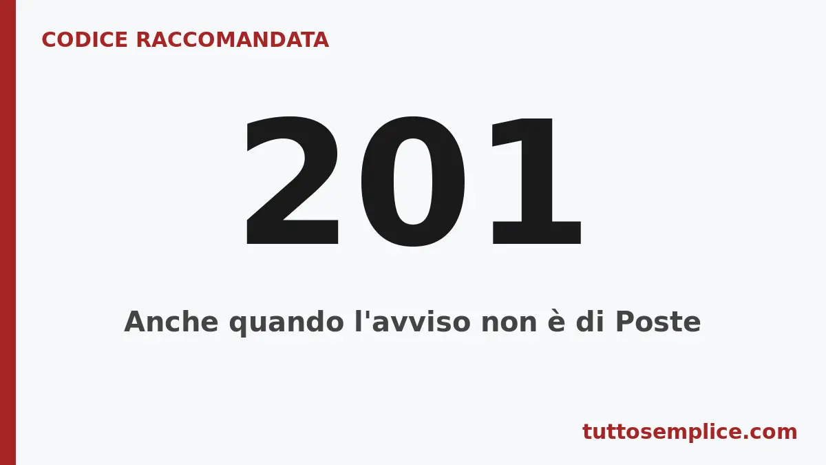 Codice raccomandata 201: Anche quando l'avviso non &egrave; di Poste