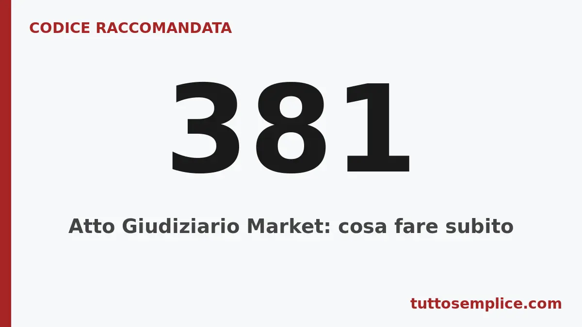 Codice raccomandata 381: Atto Giudiziario Market: cosa fare subito