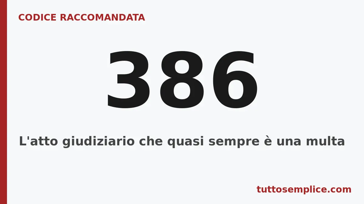 Codice raccomandata 386: L'atto giudiziario che quasi sempre &egrave; una multa