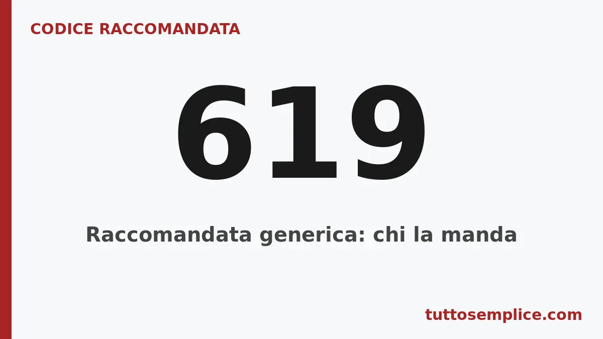 Codice raccomandata 619: Raccomandata generica: chi la manda