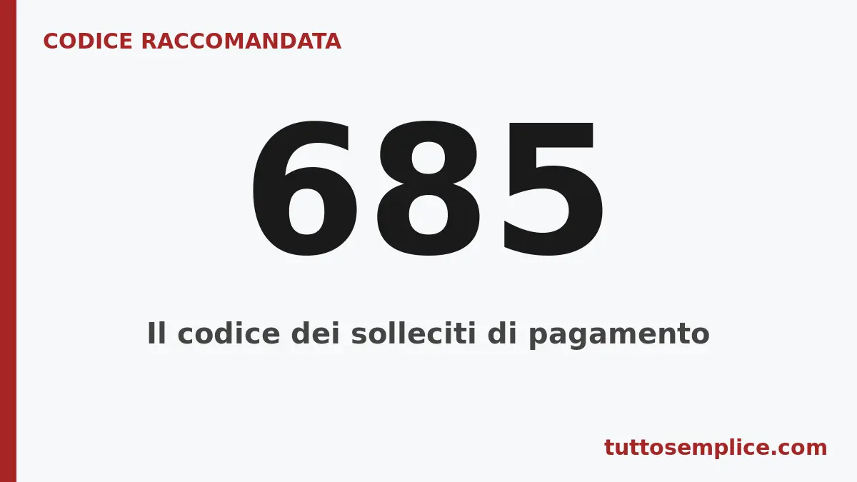 Codice raccomandata 685: Il codice dei solleciti di pagamento