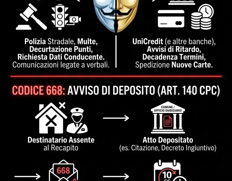 Infografica: Raccomandata 669 e 668: banca, multa o raccomandata giudiziaria?