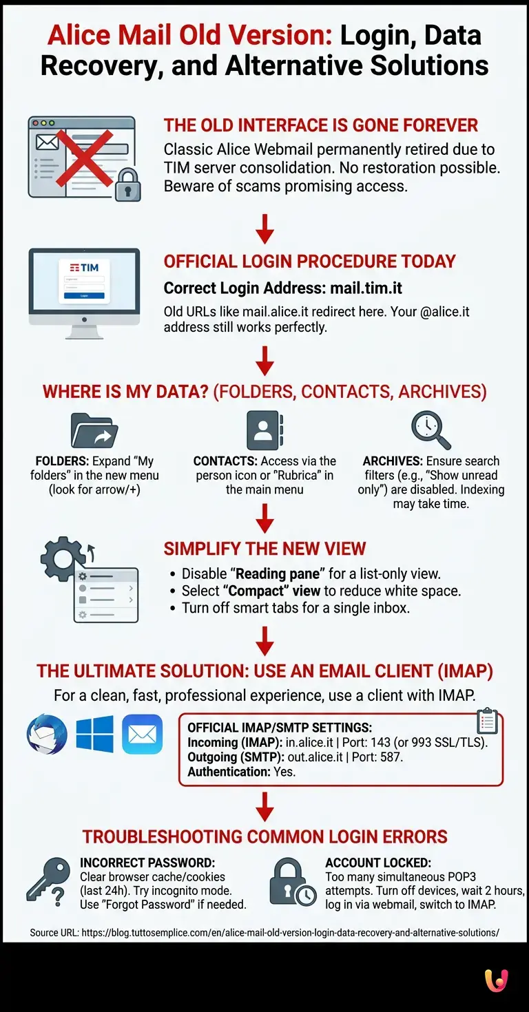Alice Mail Old Version: Login, Data Recovery, and Alternative Solutions - Summary Infographic